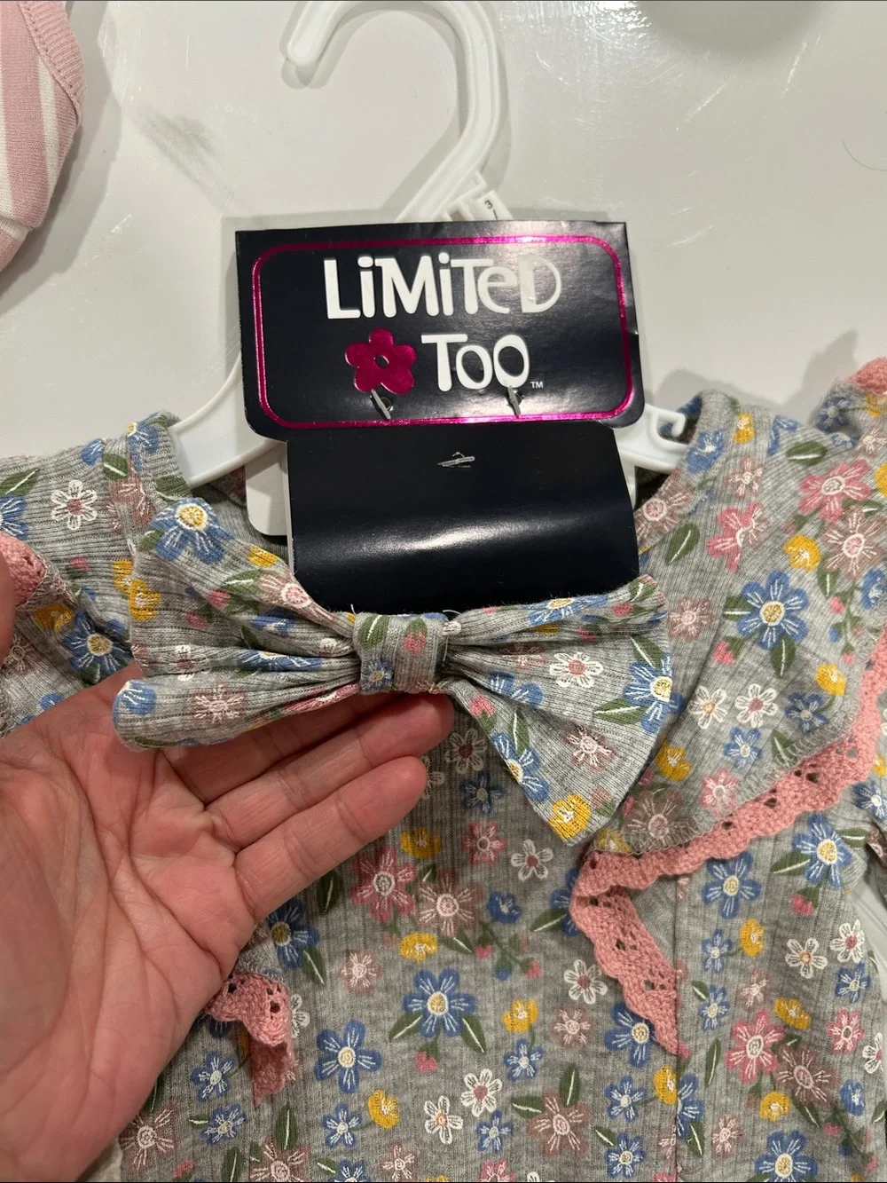 Limited Too Multicolor Floral Ruffle Collar Romper - Pink, Blue, Yellow, Green